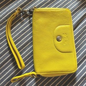 Never used Longchamp leather wristlet/clutch